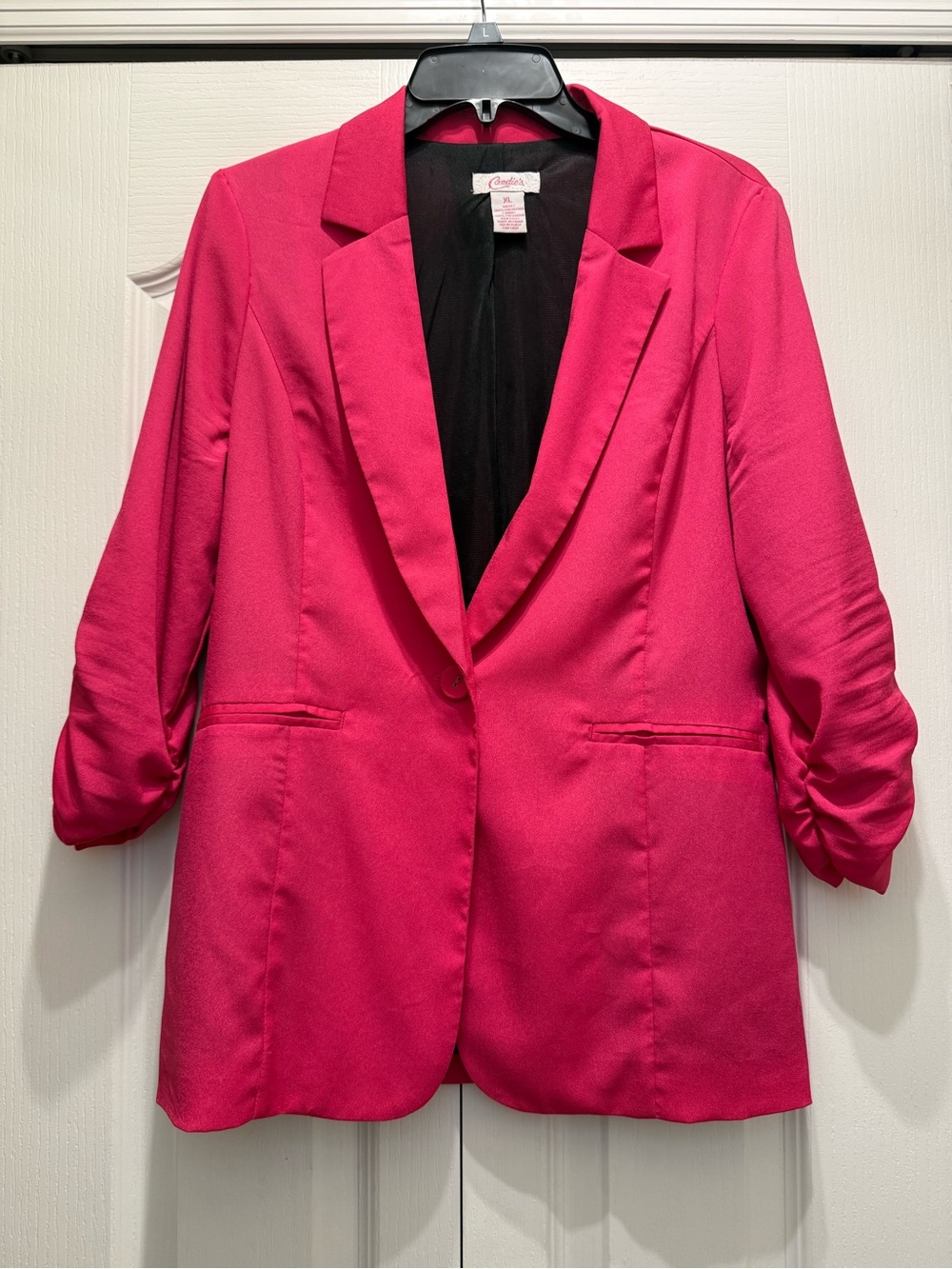Candie's fuchsia Ruched-Sleeve Blazer XL